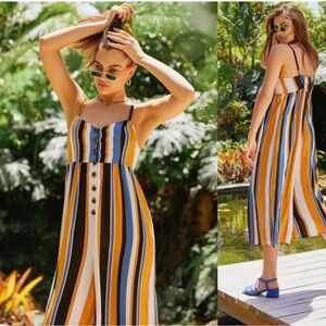 Urban Outfitters Tootsie Button-Up Cropped Jumpsuit